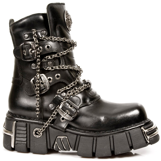 New Rock Ankle Boot w/ Straps & Chains M-1011-S1