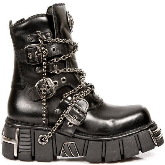 New Rock Ankle Boot w/ Straps & Chains M-1011-S1