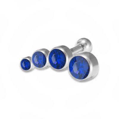Jewelled Helix/Conch Piercing Blue Left