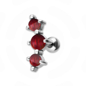 Jewelled Helix/Conch Piercing Red