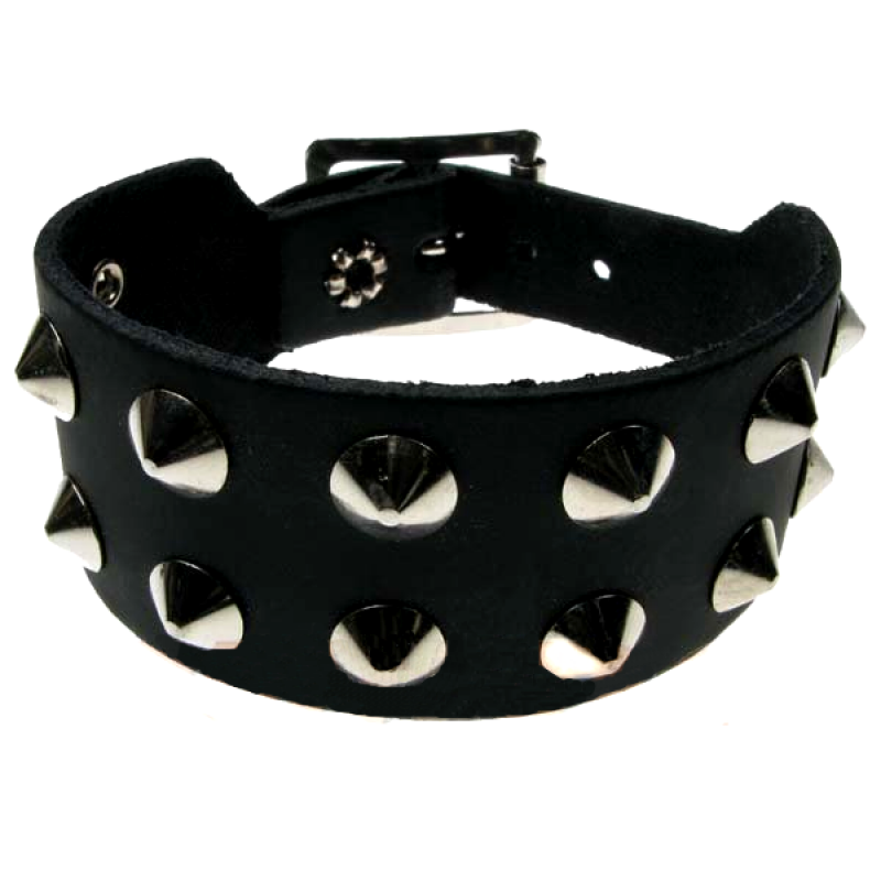 WB002 - 2 Row Conical Leather Wristband