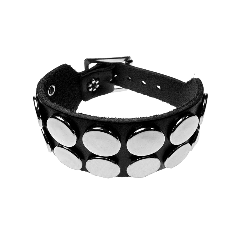 WB023 - 2 Row Flat Stud Leather Wristband