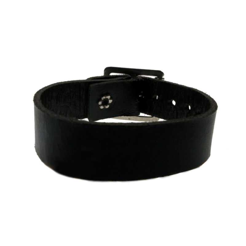 WB028 - Plain Black Leather Wristband