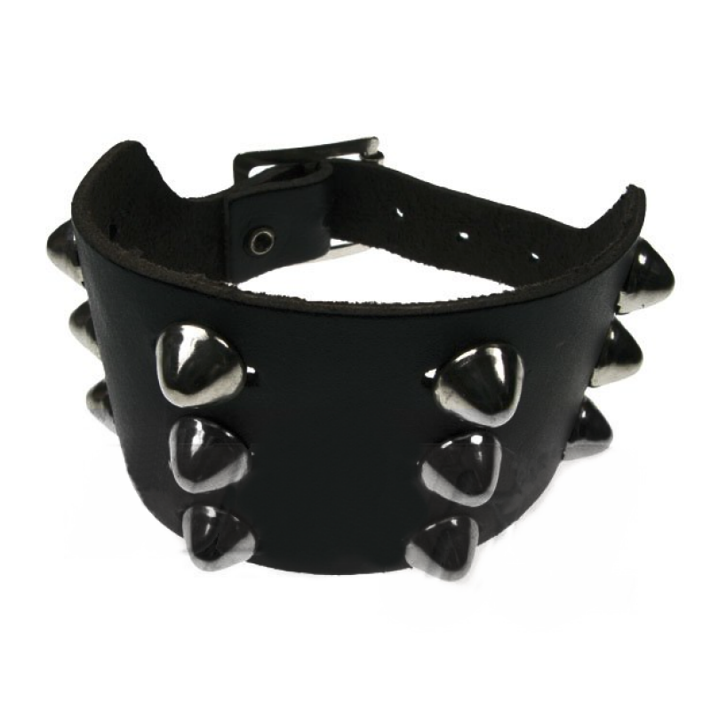 WB272 - 3 Row Dome Leather Wristband