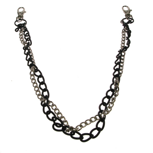 Y10601D - Twisted Black & Silver Metal Chain