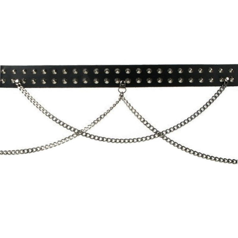 B306 - 2 Row Conical Chained Leather Belt