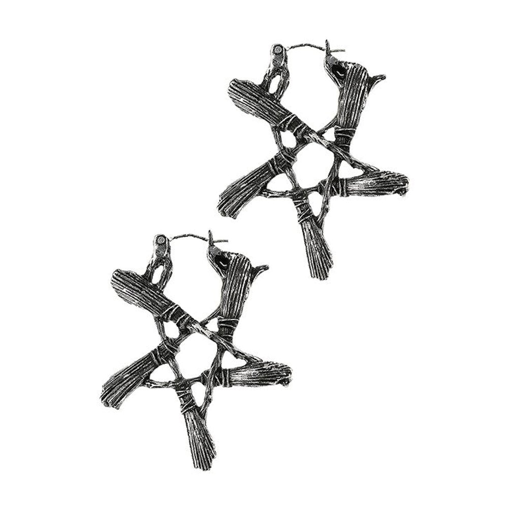 Broom Pentagram Earrings