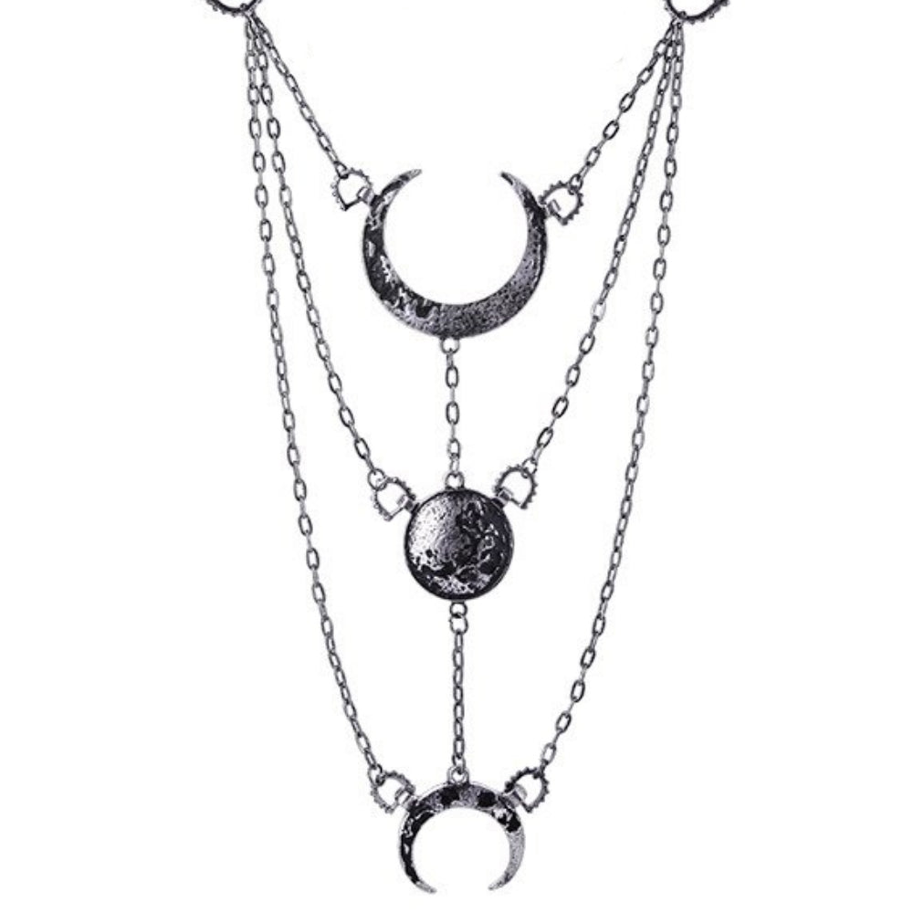 Moon Phases Silver Necklace