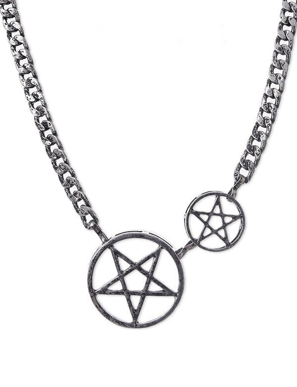 Restyle Silver Double Pentacle Necklace