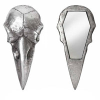 Alchemy Gothic Raven Skull Hand Mirror Silver