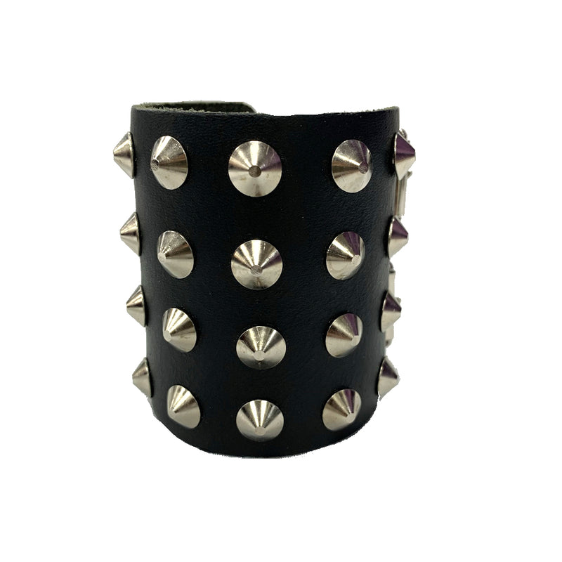 WB004 - 4 Row Conical Leather Wristband