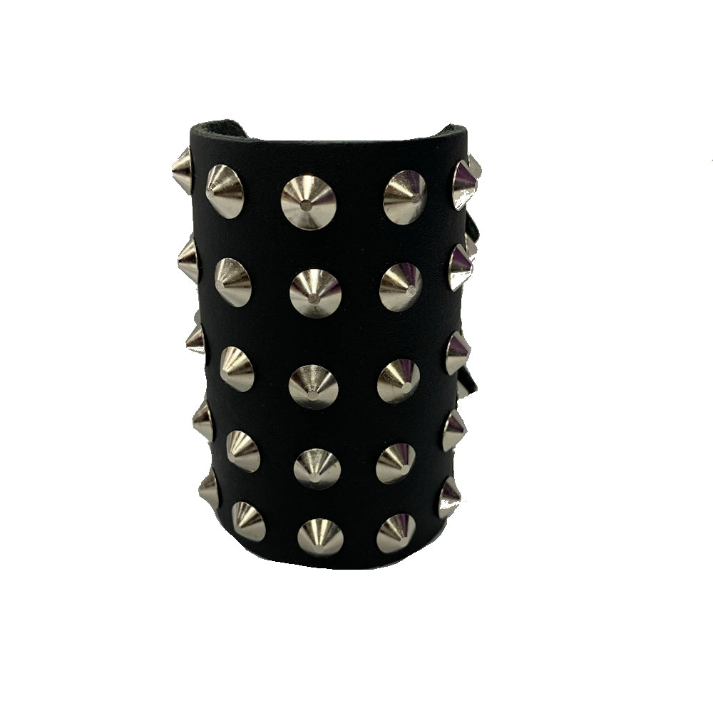 WB005 - 5 Row Conical Leather Wristband