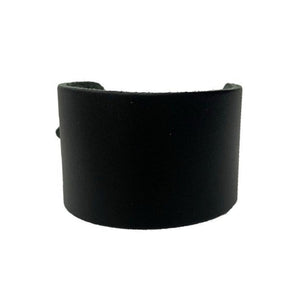 WB029 - Wide Black Plain Leather Wristband