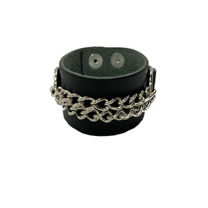 WB136 - Chained Leather Wristband