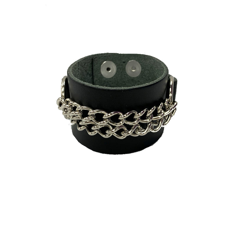 WB136 - Chained Leather Wristband