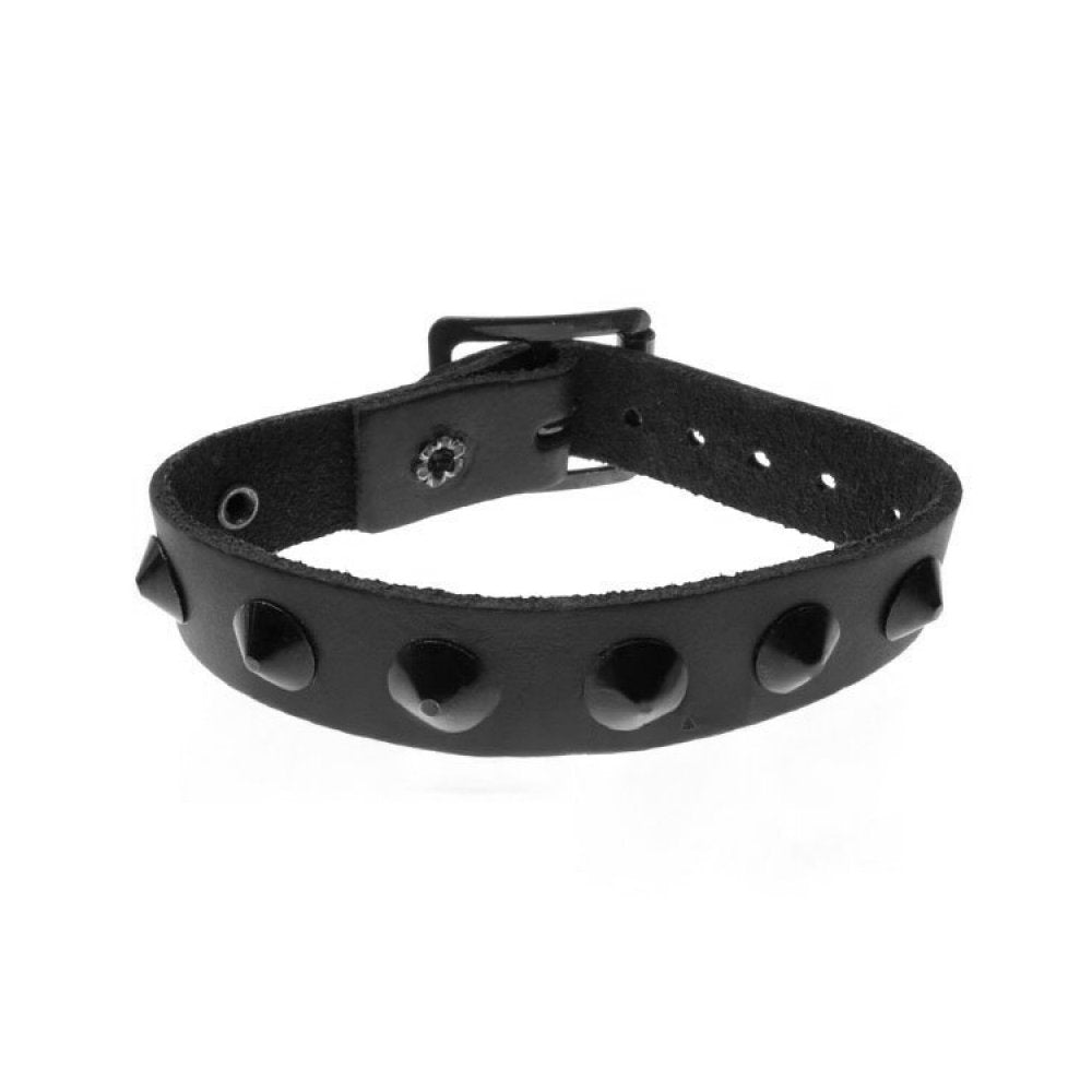 WB248 - 1 Row Conical Leather Wristband