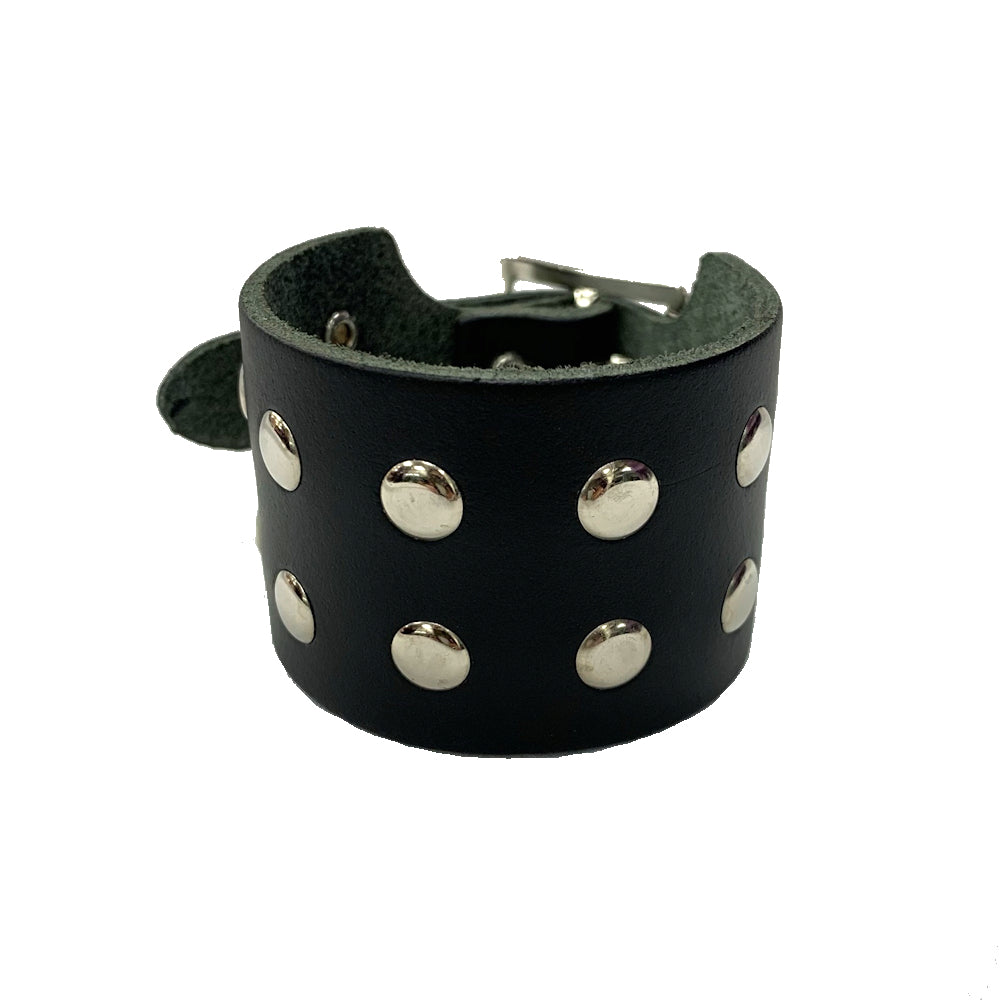 WB466 - 2 Row Flat Stud Leather Wristband