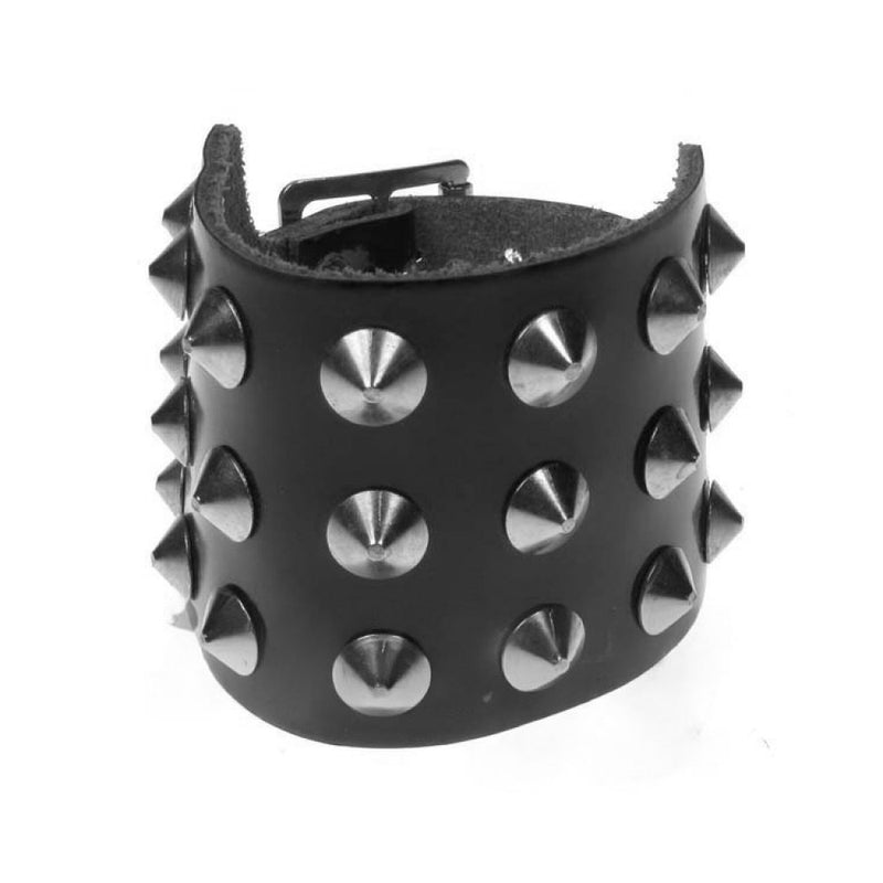 WB596 - 3 Row Conical Leather Wristband